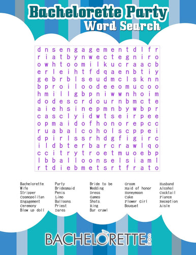 Free Bachelorette Party Game - Bachelorette Word Search