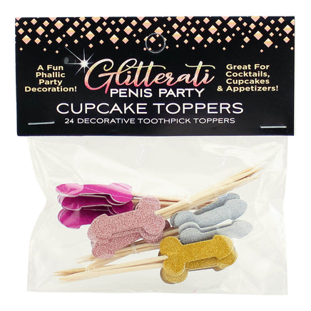 Glitter Penis Cupcake Toppers / Penis Toothpicks - 24