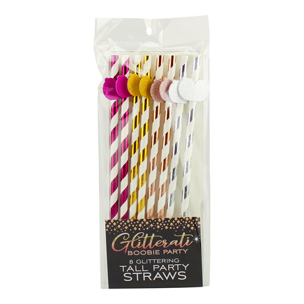 Glitter Boobie Cocktail Straws - 8