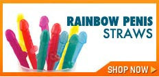 Gay bachelor party supplies - Rainbow penis straws