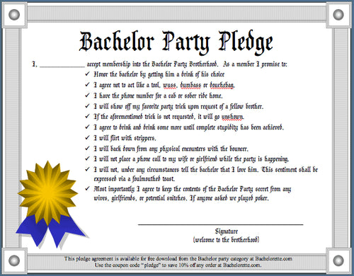 The Bachelor Party Pledge - Free Download!