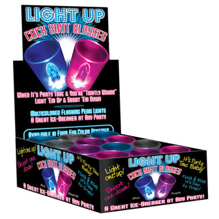 A Case of 12 Light-Up Cock Shot Glasses