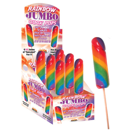 A 6 Piece Case of Rainbow Jumbo Cock Pops