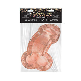 Glitterati Penis Rose Gold Plates - 8-Pack