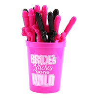 Bachelorette.com's Own Pink and Black Penis Straws - 12 Pack