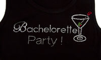 Bachelorette Party Tank - Black with Gemstones - Close Up