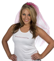 Bachelorette Tank Top - White with Pink Gemstones - Being Worn