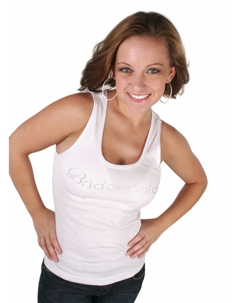 Bridesmaid Tank Top - White with Silver Gemstones - Worn by the Bridesmaids