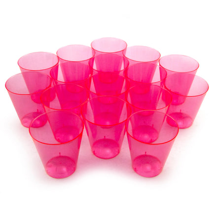 Neon Pink Plastic Shot Cups - Fifty per Pack