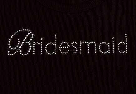 Bridesmaid Tank Top - Black with White Gemstones - Close Up view