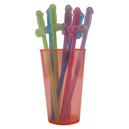 Glowing Penis Straws - 8 Straws