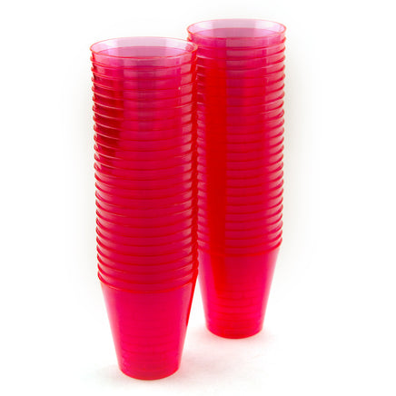Neon Pink Plastic Shot Cups - Bachelorette.com Bachelorette Party Supplies