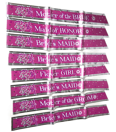 Pink Sash Set - 8 Sashes for the Bridal Party