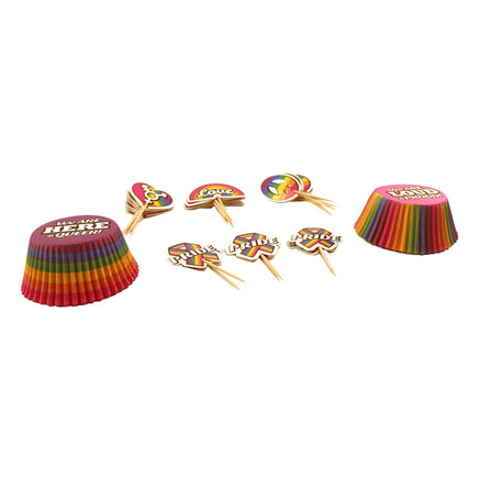 Pride Party Cupcake Set - Twelve Wrappers and Toppers