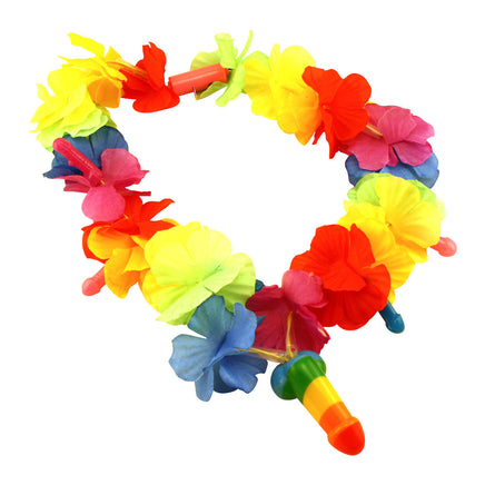 Rainbow Light-Up Pecker Flower Necklace - Batteries Included