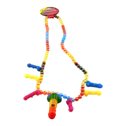 Rainbow Pecker Whistle Necklace - Lots of Colorful Penises